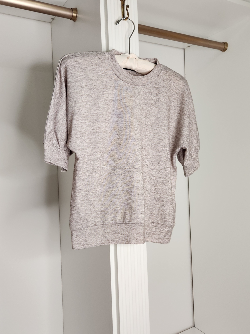 The Fifth Label Heathered Taupe Short Sleeve Sweatshirt